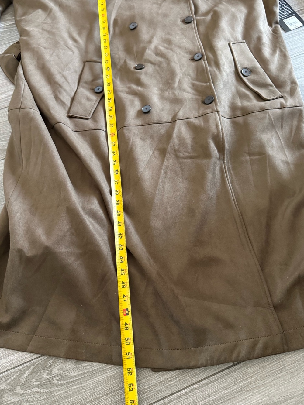 Ashley Graham|Brown Suede Double-Breasted full length Trench Coat,tie waist•NWT - Picture 16 of 17